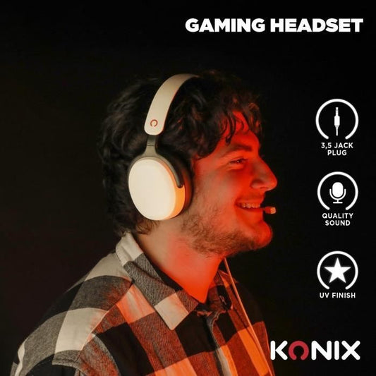 Gaming Headset - KONIX - Wired Over-Ear Nexus - Nintendo Switch 2 - 40mm Speakers - Microphone - 3.5mm Jack - White