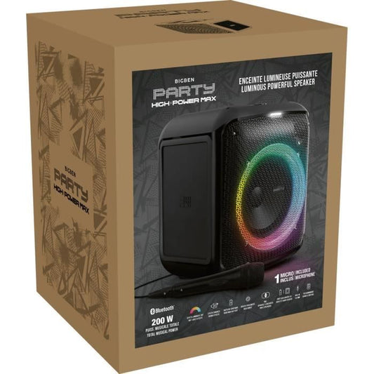 BIGBEN PARTYBTHPMAX - Wireless light speaker - Bluetooth 5.3 - 200W - USB, SD, Aux-In - Wired microphone (ideal Karaoke)