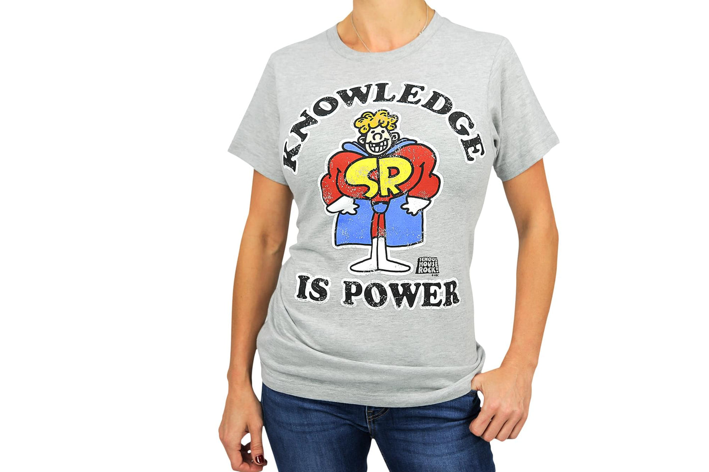 Schoolhouse Rock! “Knowledge Is Power” Adult T-Shirt - Grey XS