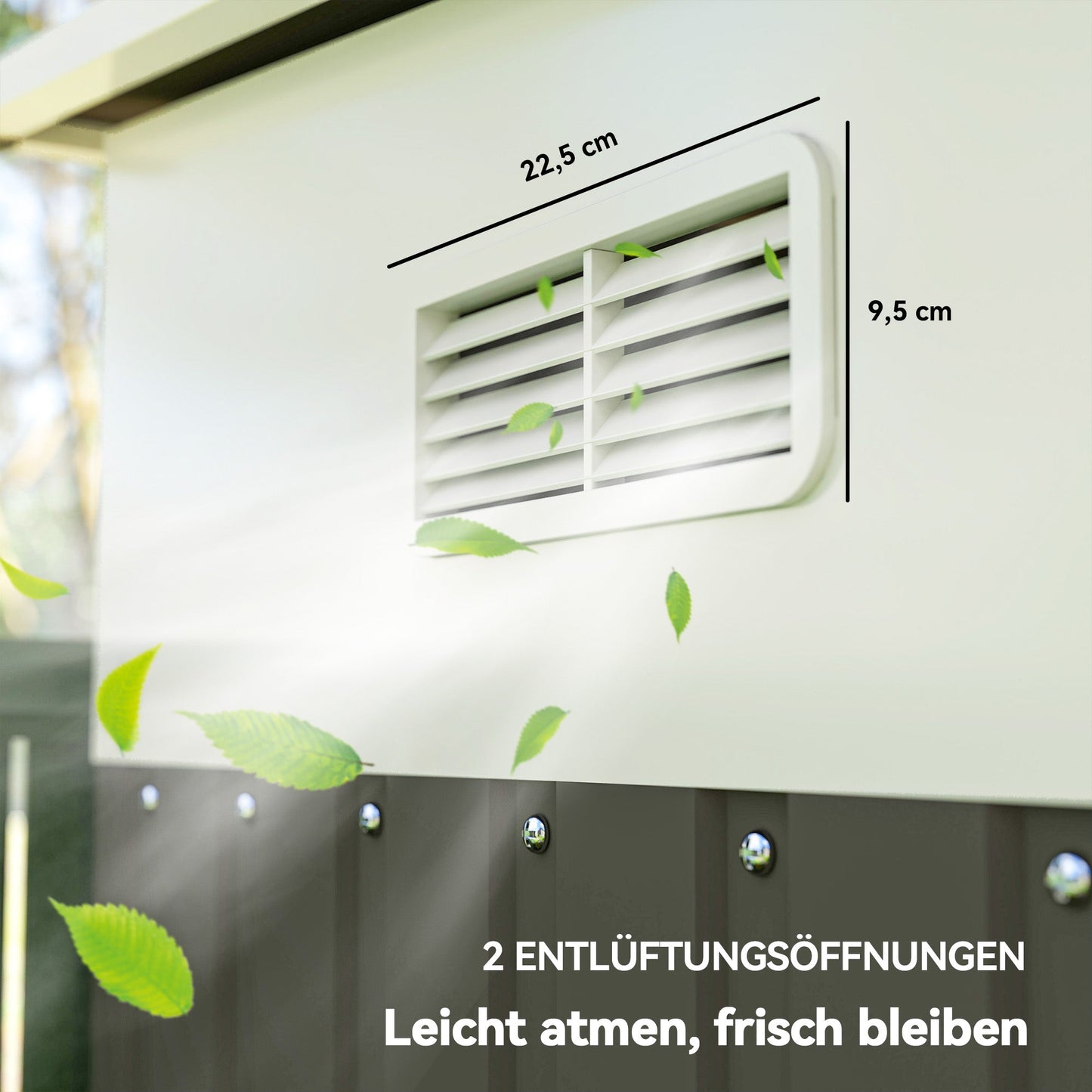 Outsunny Metall-Geräteschuppen Schrägdach verriegelbare Doppeltür 2,8 x 3,45 x 2,01m Grau