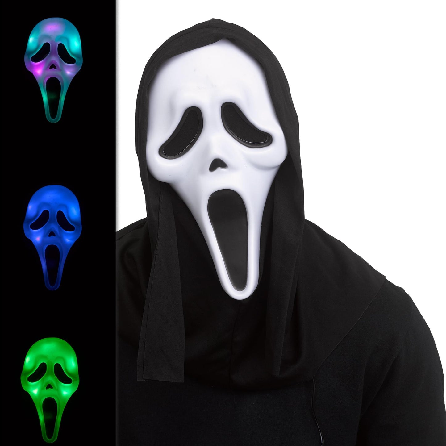 Scream Ghost Face Color Change Costume Mask With Shroud