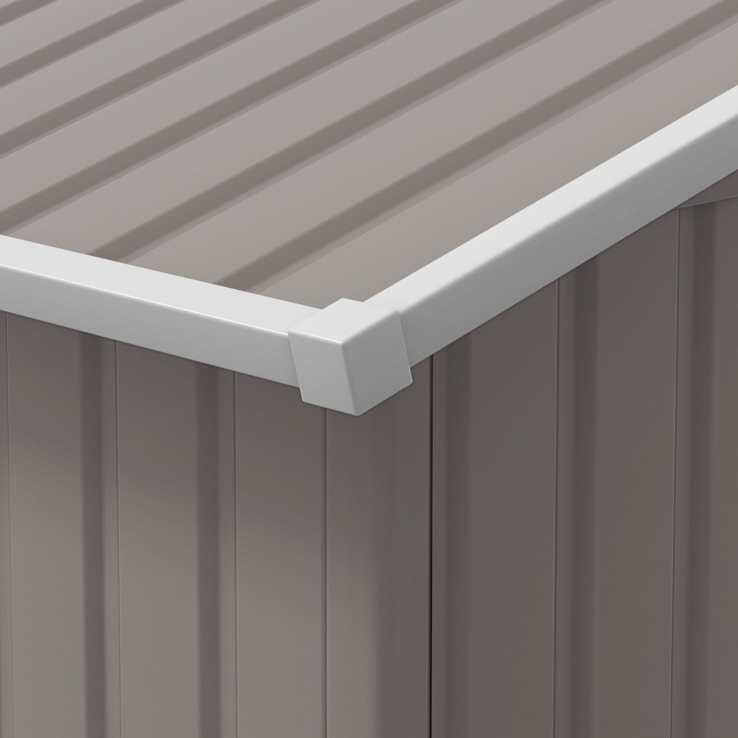 Outsunny Geräteschuppen, Wetterfestes Gartenhaus für Gartengeräte, mit Belüftungsfenstern, Schiebetüren, Stahl, Hellgrau