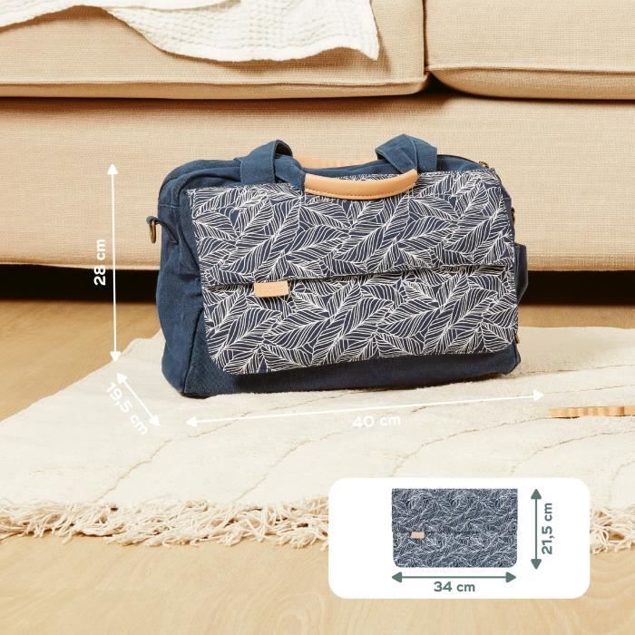 Babymoov Day to Day Diaper Bag - Trendy and Functional, 23L Capacity, Numerous Pockets, 6 Accessories Included, Palm