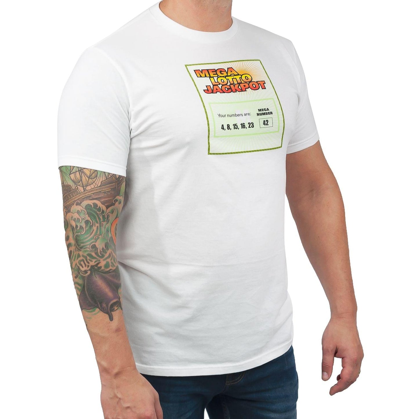 Lost "Mega Lotto Jackpot" Men's White T-Shirt - Medium