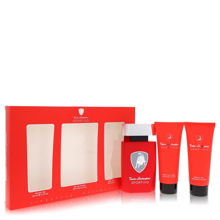 Lamborghini Sportivo Gift Set By Tonino Lamborghini - Size: 4.2 oz Eau De Toilette Spray + 3.4 oz Shower Gel + 3.4 oz After Shave Balm