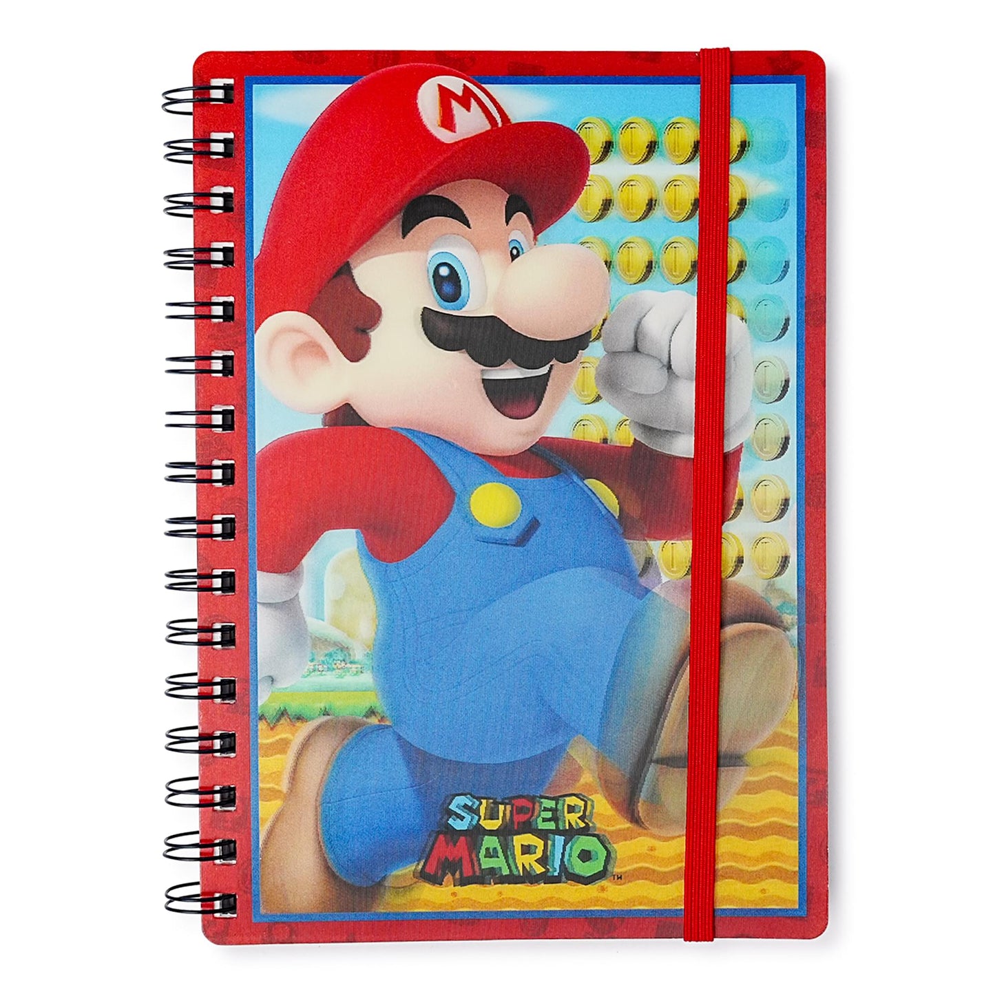 Super Mario 3D Spiral Notebook With Elastic Closure