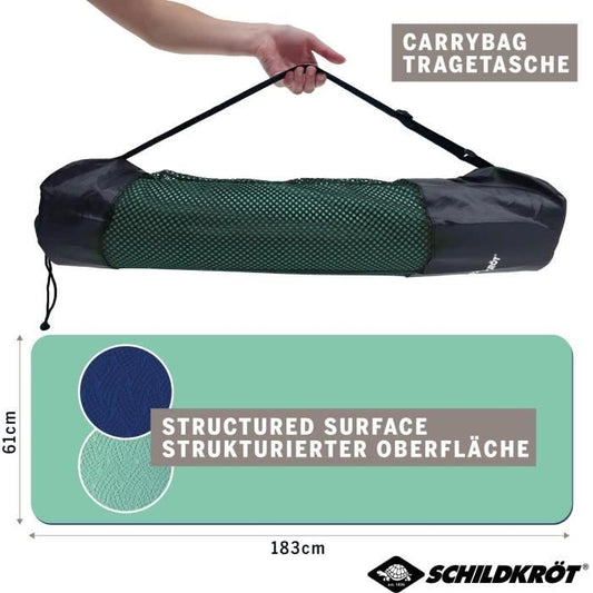 Yoga mat - FITNESS - SCHILDKRÖT - 180 x 61 cm - 4 mm - Bag included - Green / Blue