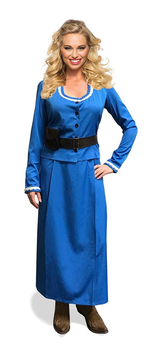 West World Inspired Women's Western Vintage Edwardian Steampunk Costume Dress | Blue