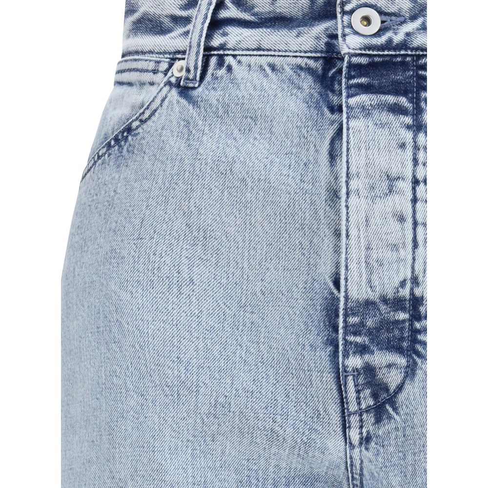 Light Blue Cotton Straight-Leg Jeans
