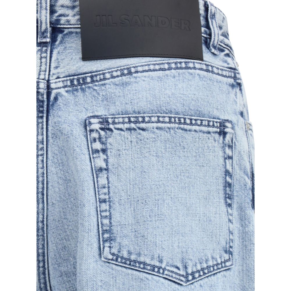 Light Blue Cotton Straight-Leg Jeans