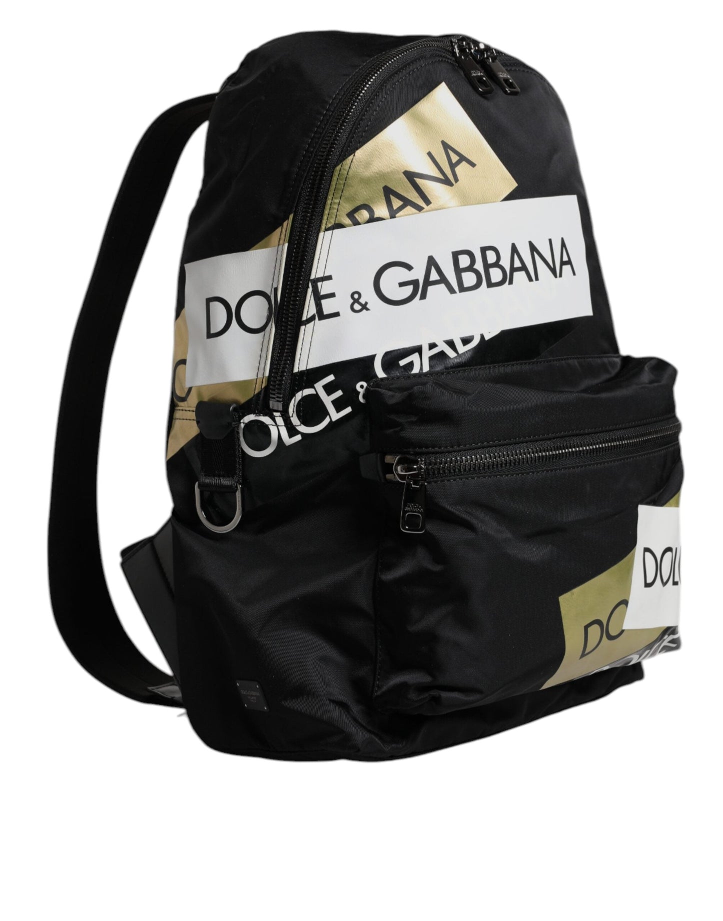 Black Logo Tape Polyamide School Travel Backpack Men Bag
