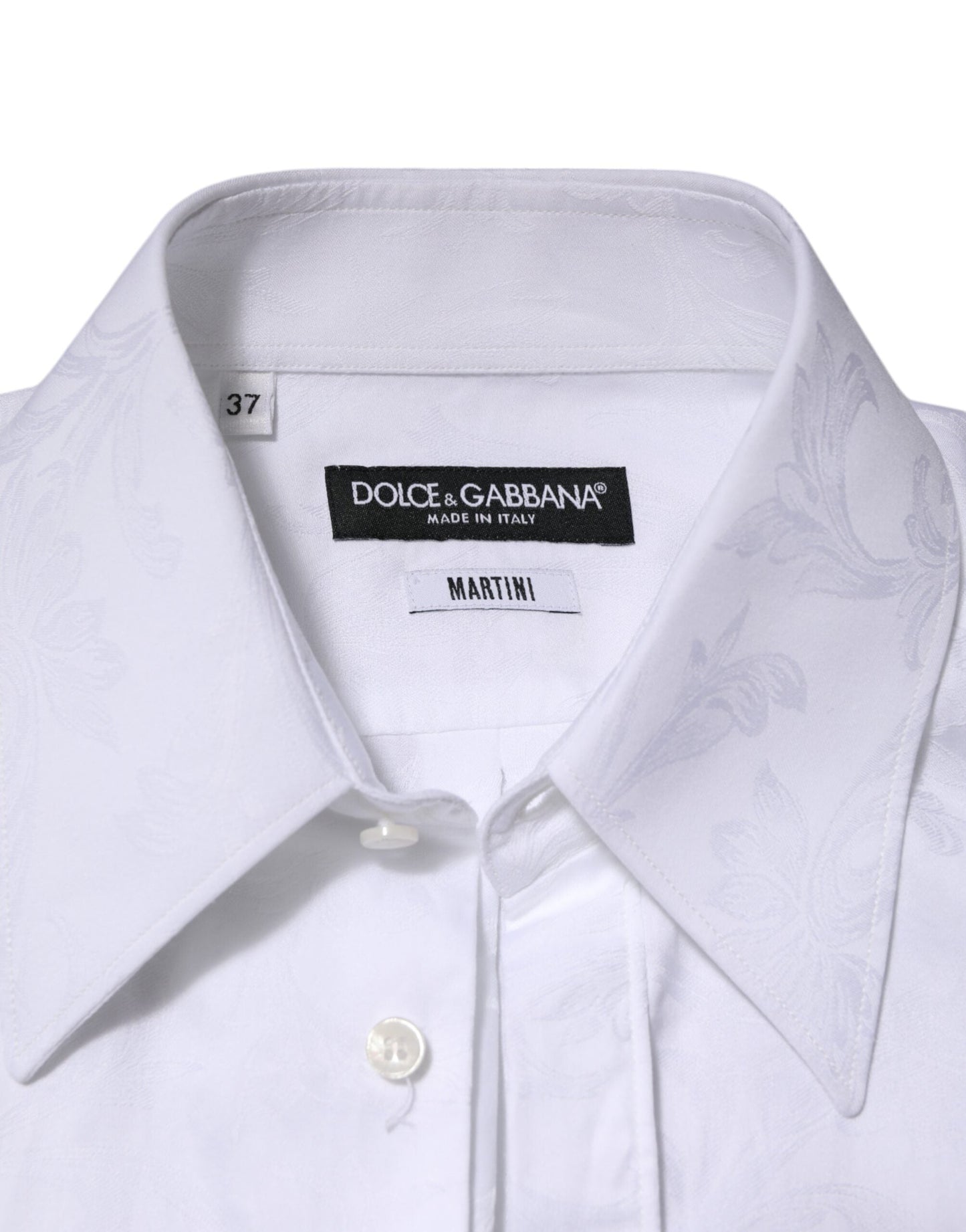 White Cotton MARTINI Paisley Jacquard Shirt