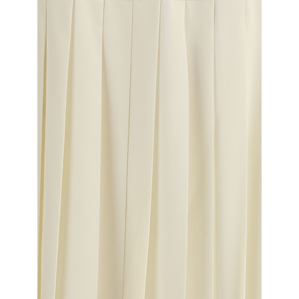 White Fleece Wool Midi Skirt