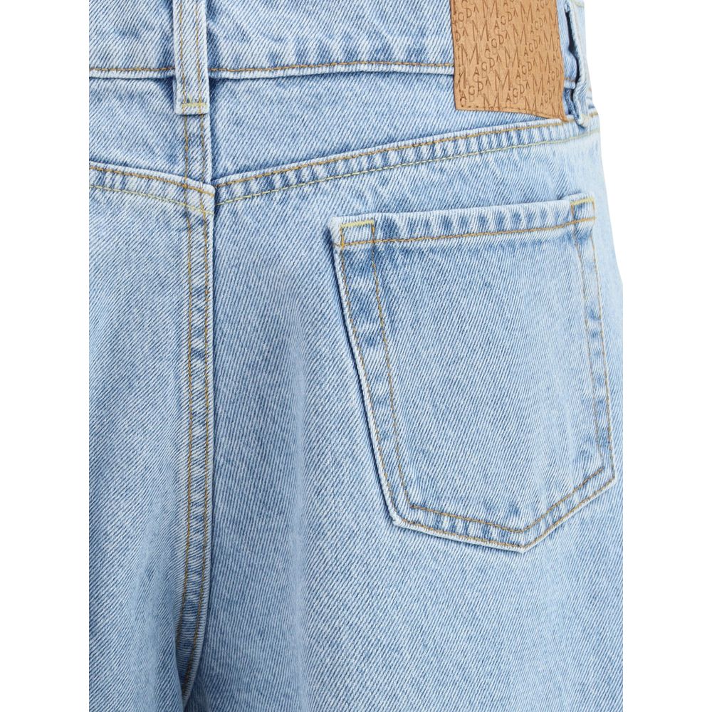 Light Blue Cotton Straight-Leg Jeans