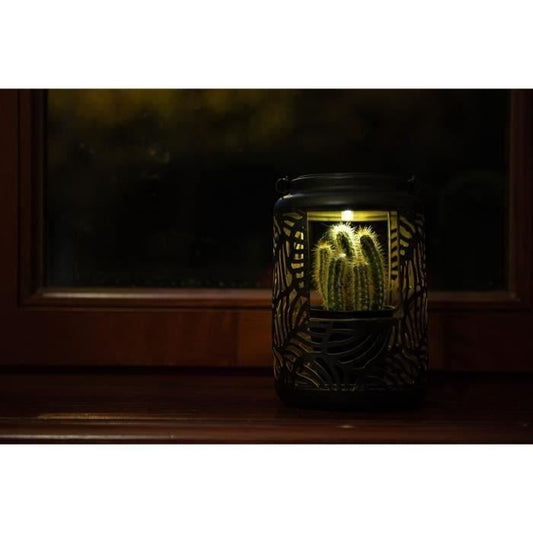 Solar Lantern - GARDEN ID Flower Lamp - 12 x 19 cm Pot 6.5 x 6 cm - 8h lighting - AAA battery - Openwork design.