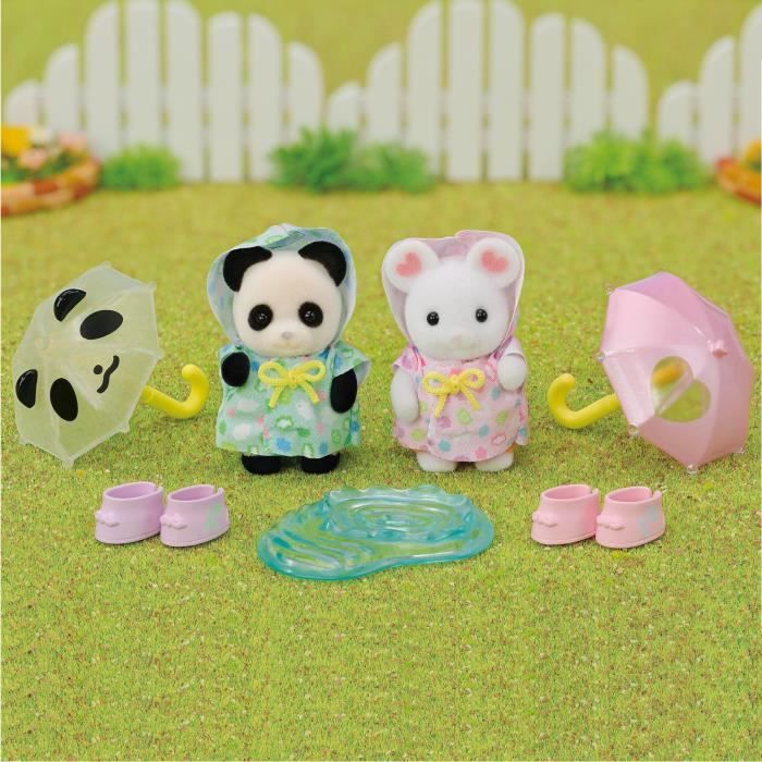 Action Figures - SYLVANIAN FAMILIES - Rainsuit Babies Duo - Panda and Marshmallow Mouse