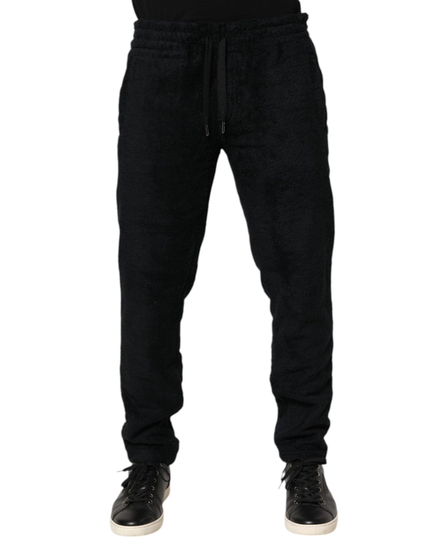 Black Cotton Logo Men Jogger Sweatpants Pants
