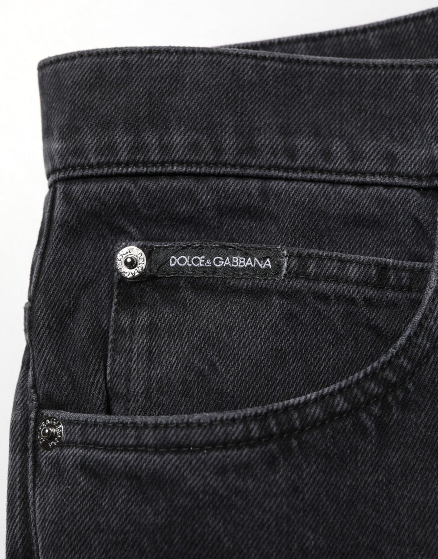 Black Cotton Logo Men Mid Waist Denim Jeans
