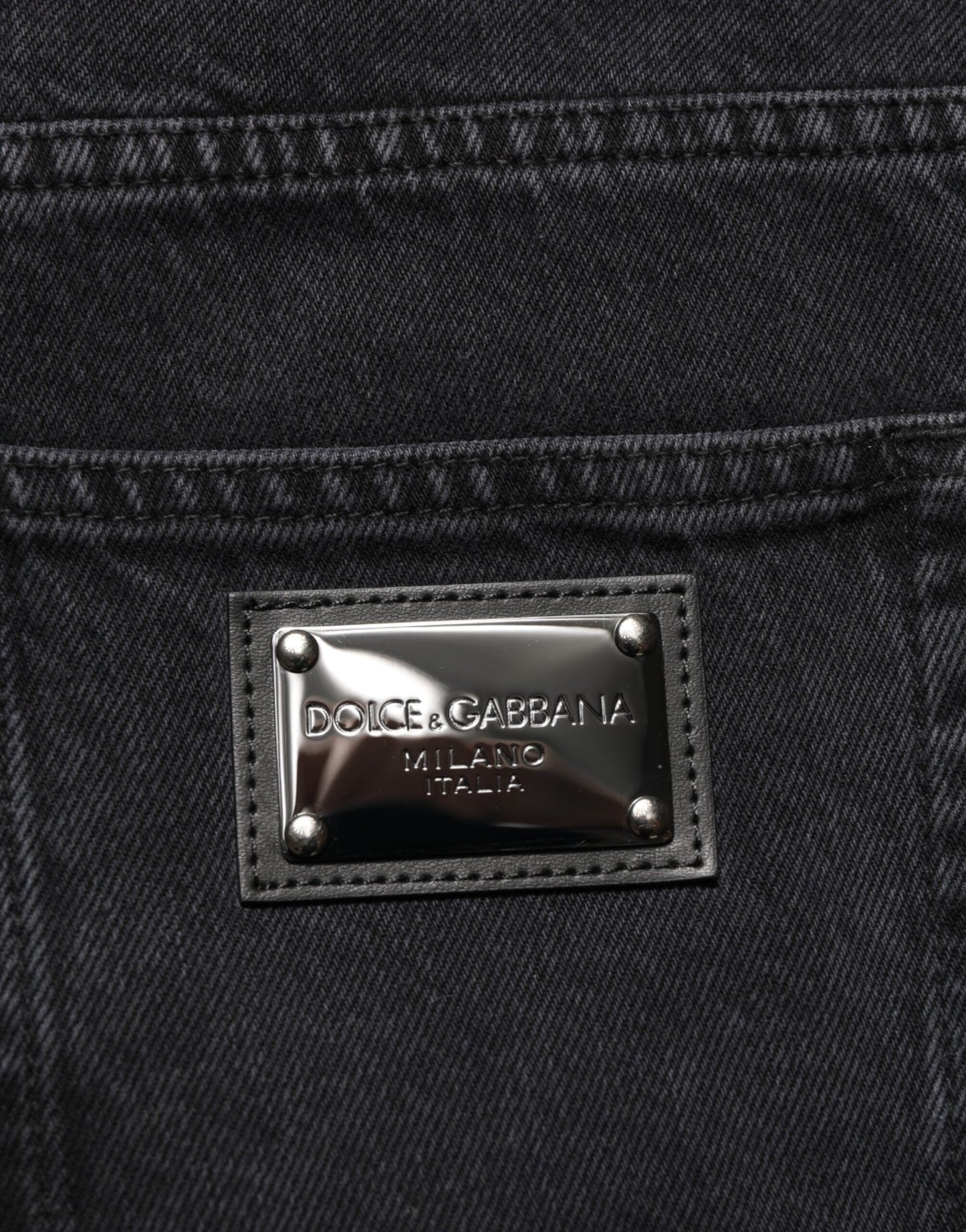 Black Cotton Logo Men Mid Waist Denim Jeans