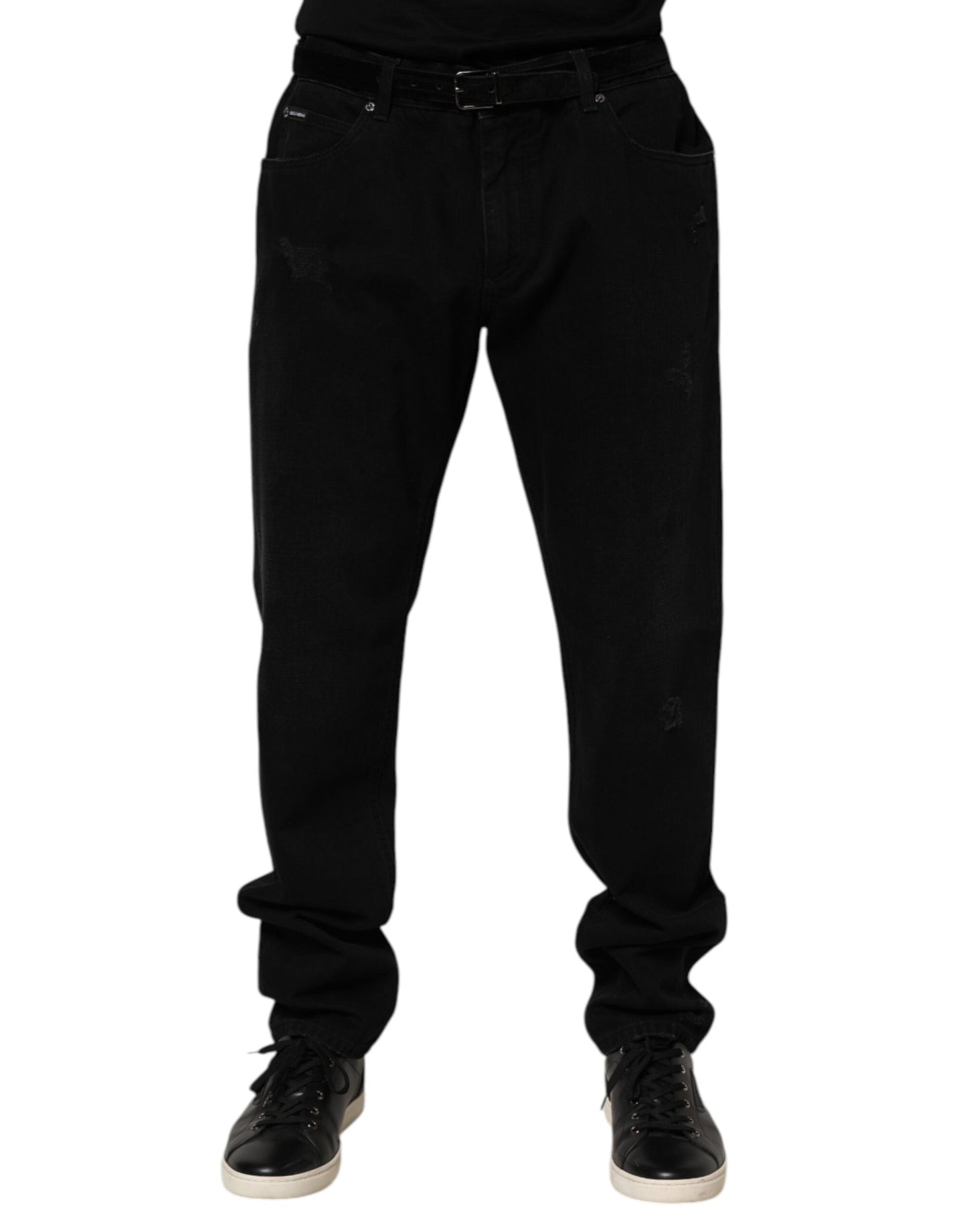 Black Cotton Regular Denim Men Trouser Jeans