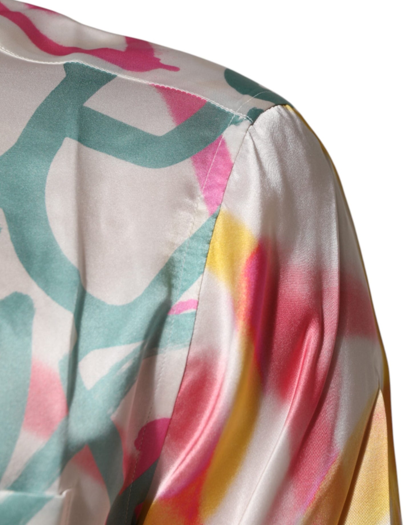 White Silk Hawaiian Graffiti Print Men Casual Shirt