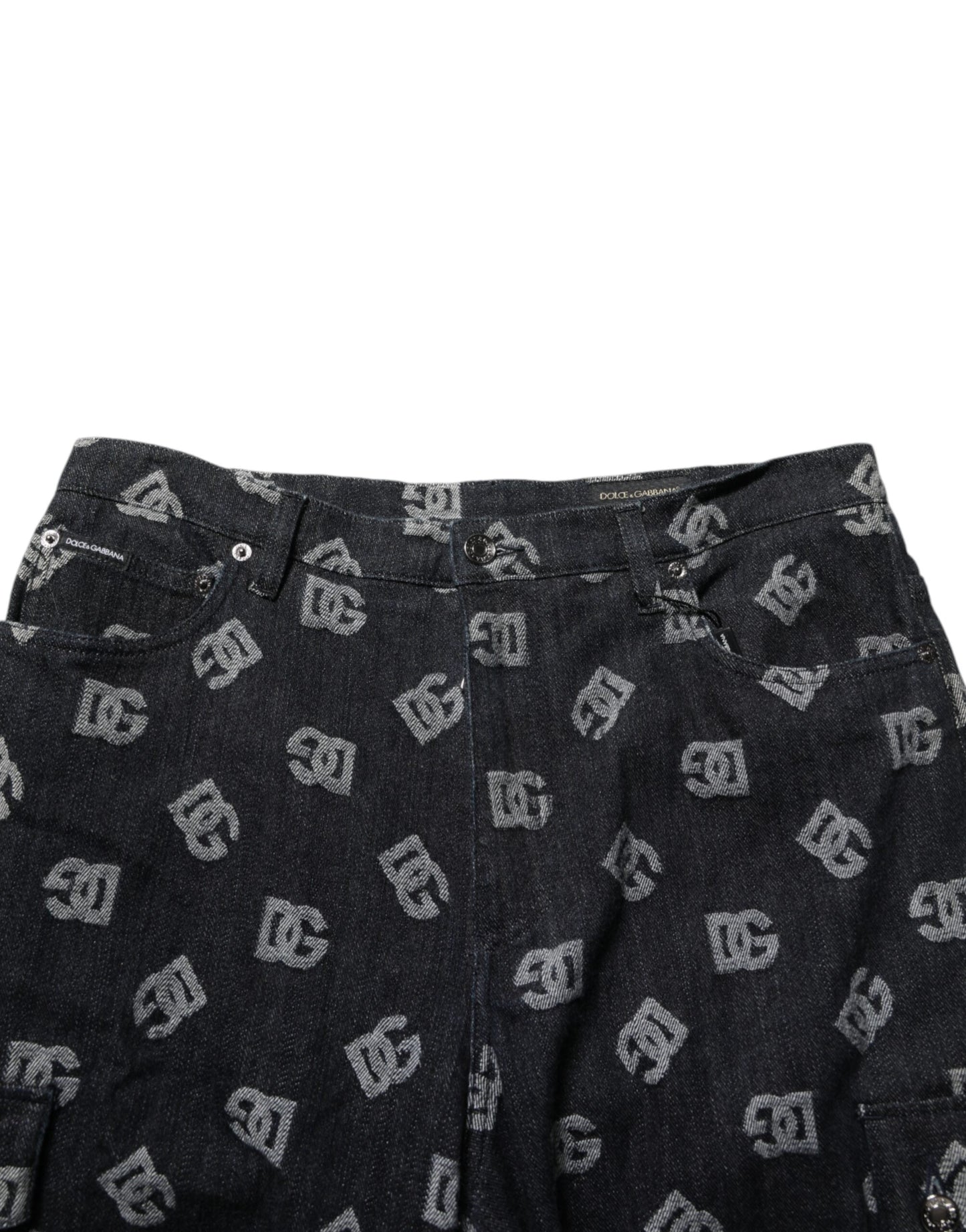 Black Monogram Denim Cargo Men Bermuda Short