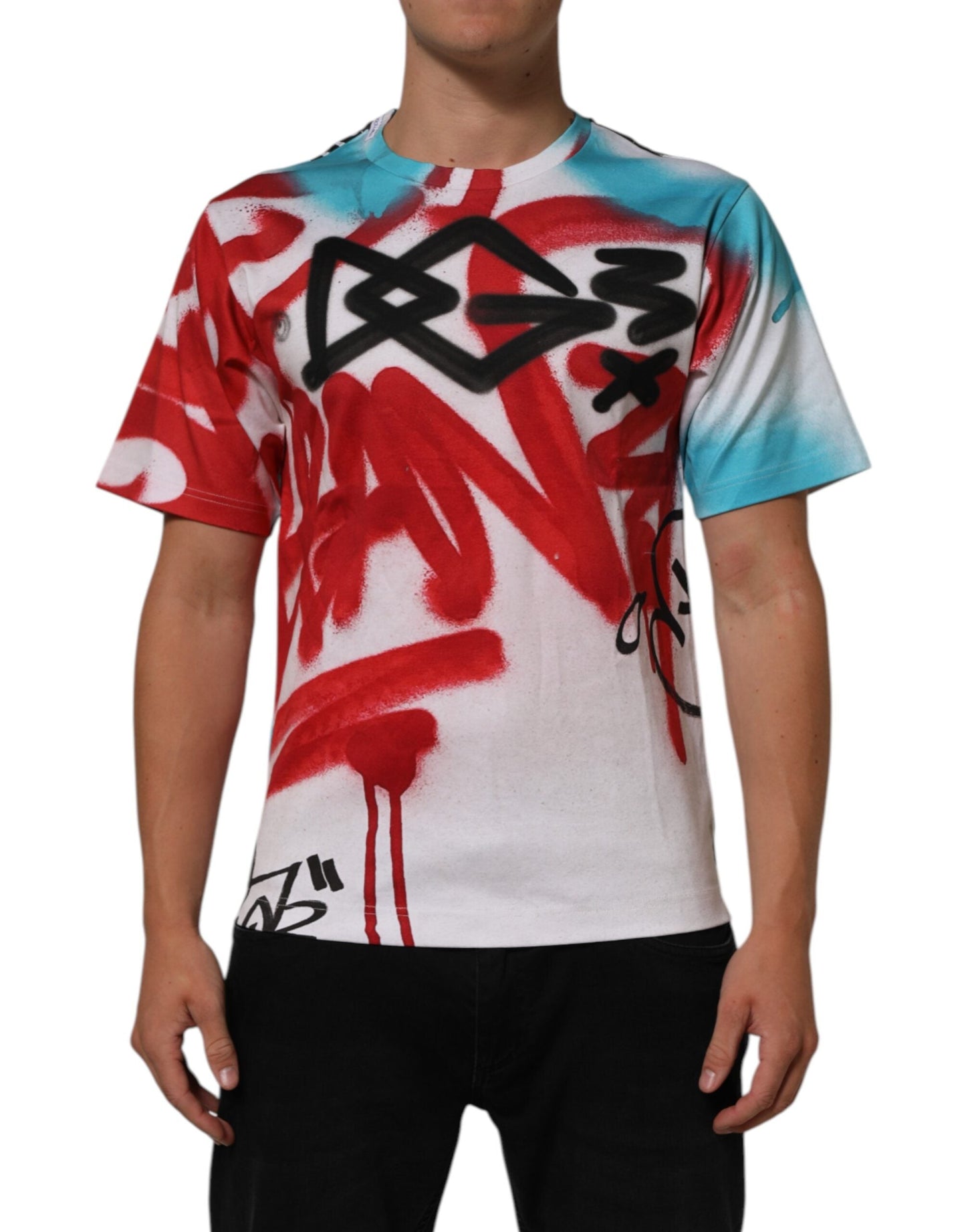White Graffiti Crew Neck Short Sleeves T-shirt