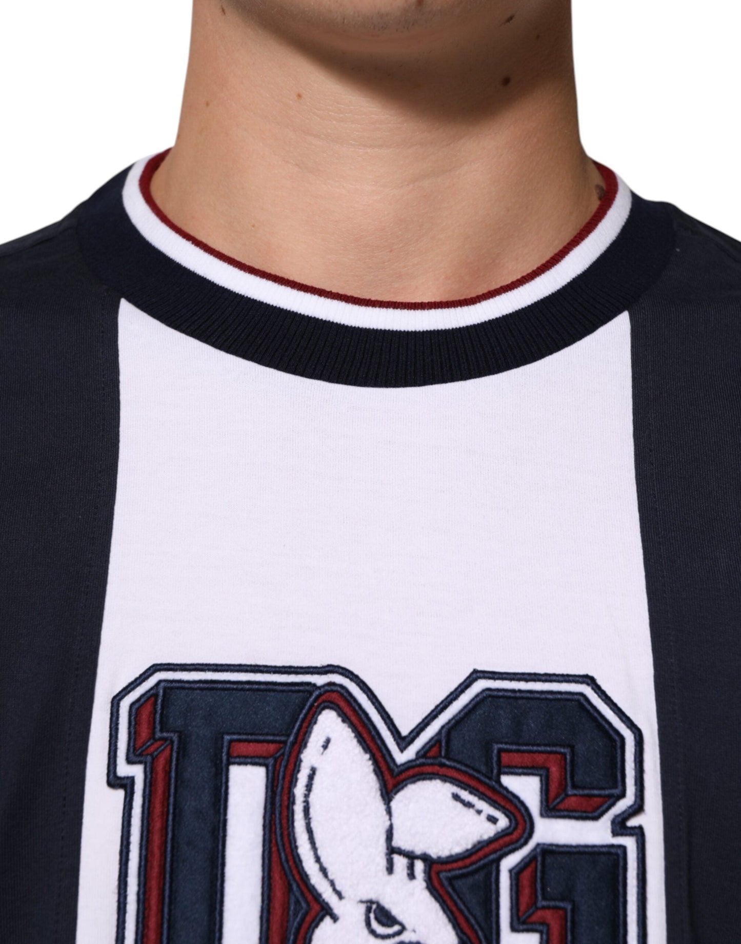 Multicolor Striped Cotton Men Crew Neck T-shirt