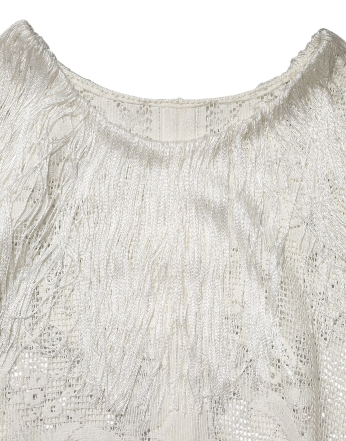 White Floral Lace Fringe Knee Length Dress