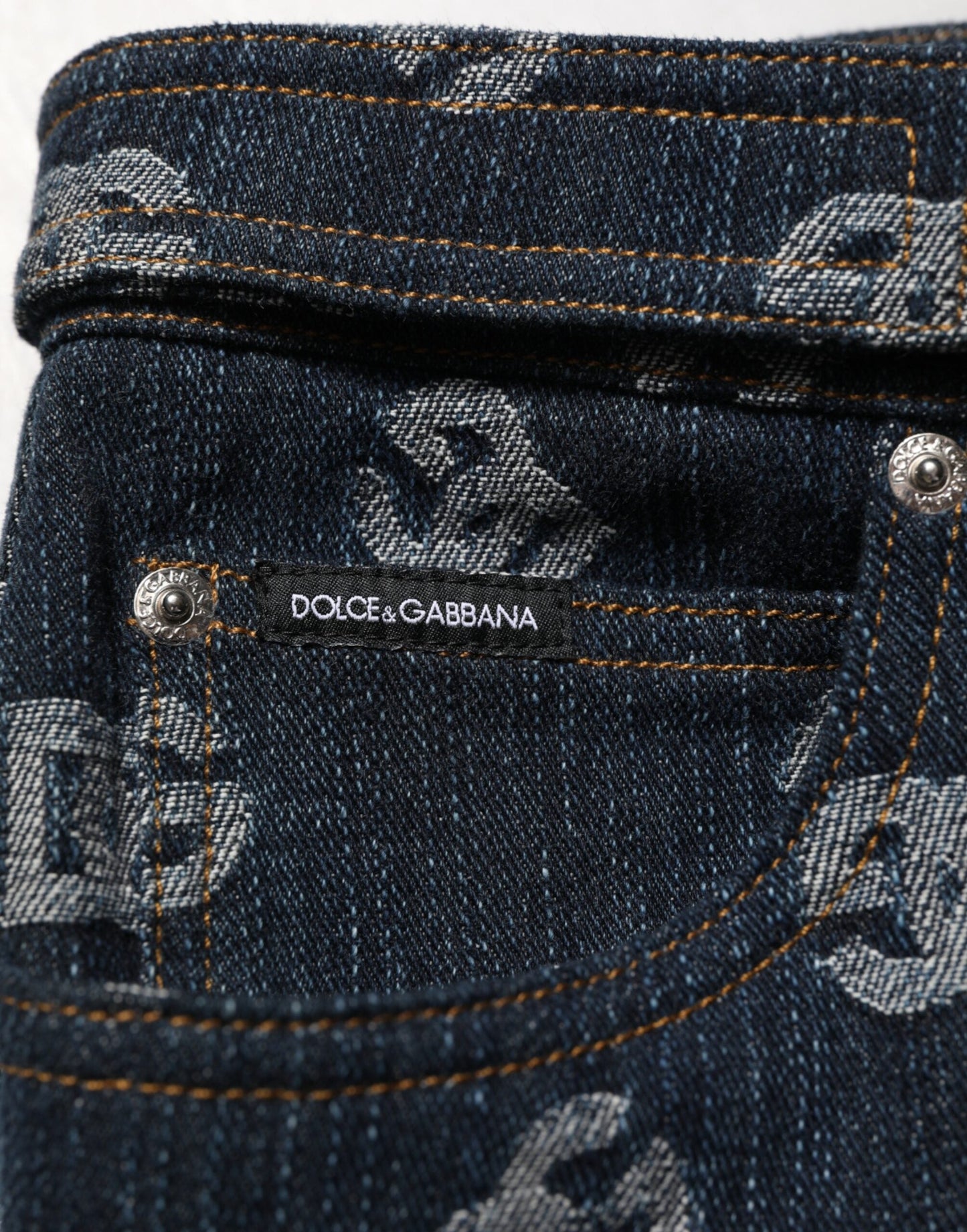 Blue Logo Print Straight Denim Men Jeans