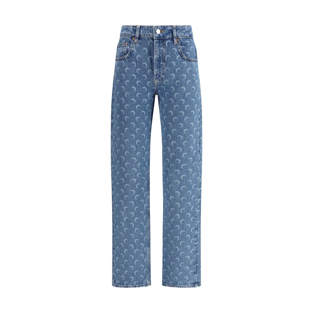 Light Blue Cotton Straight-Leg Jeans