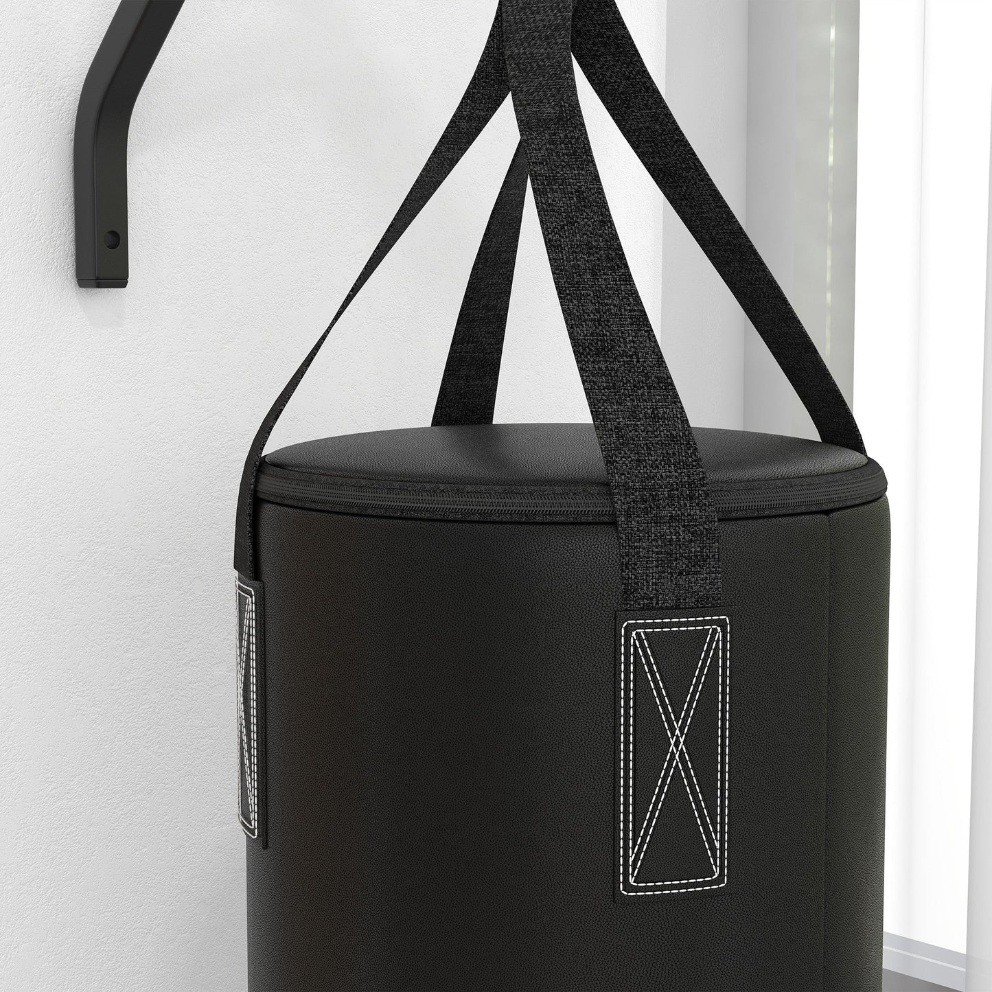 SPORTNOW Boxsack, befüllbar, mit Wandhalterung, Handschuhen und Bandagen, bis 45 kg, Schwarz