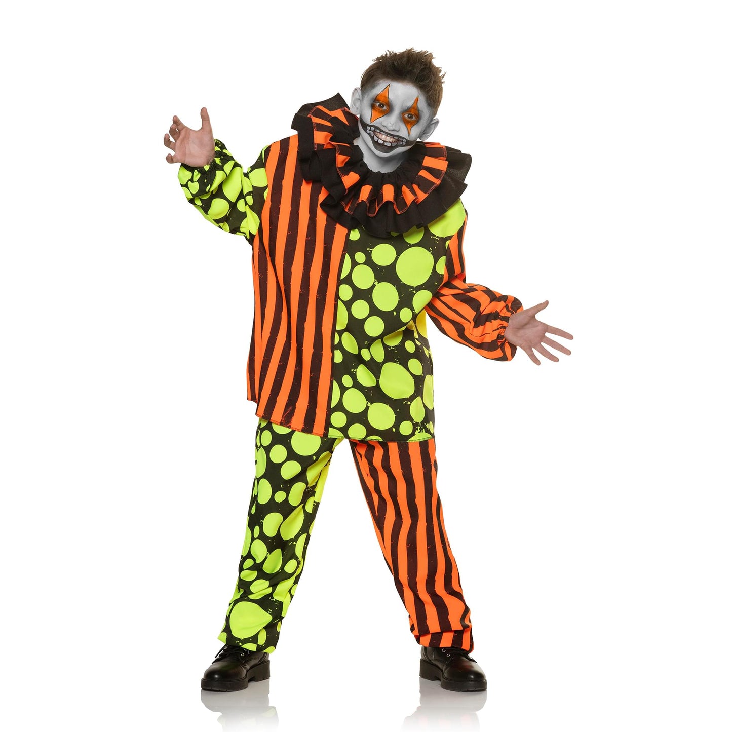 Neon Terror Blacklight Reactive Clown Child Costume | L