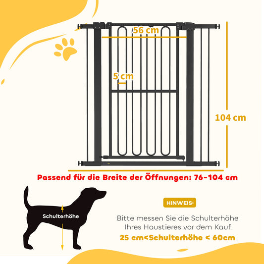 PawHut Türschutzgitter Hund, 76-104 cm Absperrgitter ohne Bohren, Treppengitter