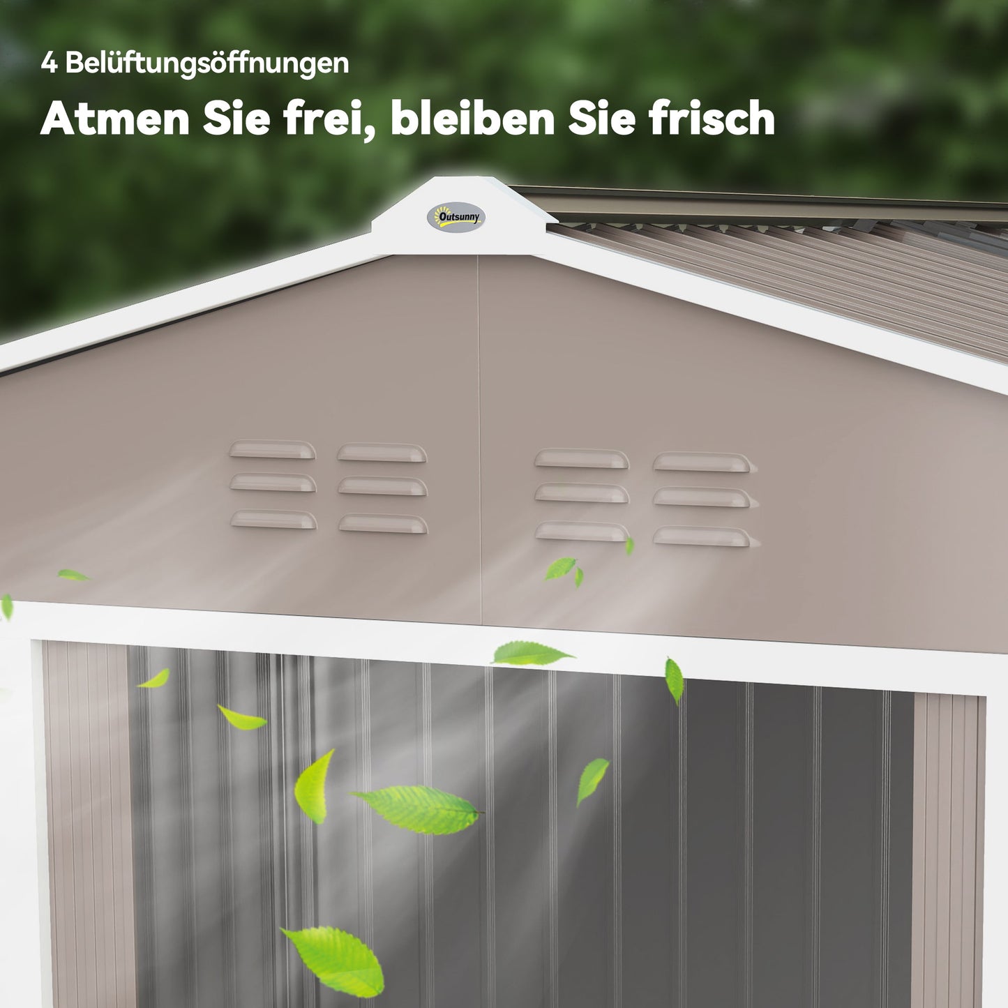 Outsunny Geräteschuppen aus Metall mit Schiebetüren und Belüftungsfenstern, 277 x 195 x 192 cm, Hellgrau