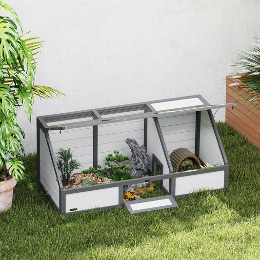 PawHut Schildkrötenbox, Outdoor Schildkrötengehege, bodenloses Design, leicht zu öffnen, Schildkrötenhaus, Weiß