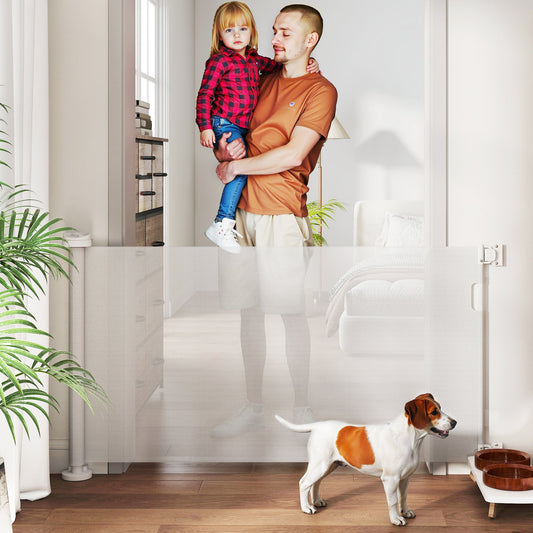 PawHut Treppenschutzgitter Ausziehbar 0-136cm 87 cm Hoch Türschutzgitter für Haustiere 142 x 10 x 87 cm Weiß