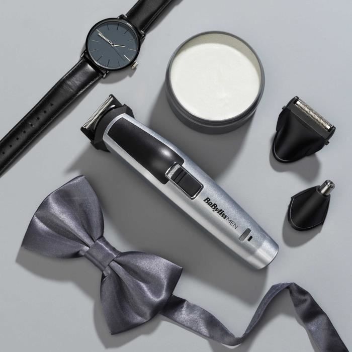 BABYLISS MT726E Multifunction 8 in 1 Cordless Titanium trimmer - 60min autonomy - 3 interchangeable accessories - Washable heads