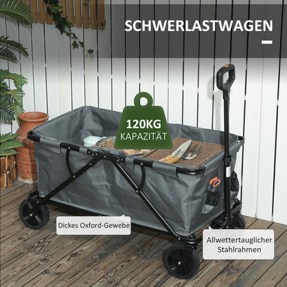 Outsunny Gartenwagen 120 kg belastbar, klappbar Transportwagen mit herausnehmbare Plane 160 Liter Dunkelgrau