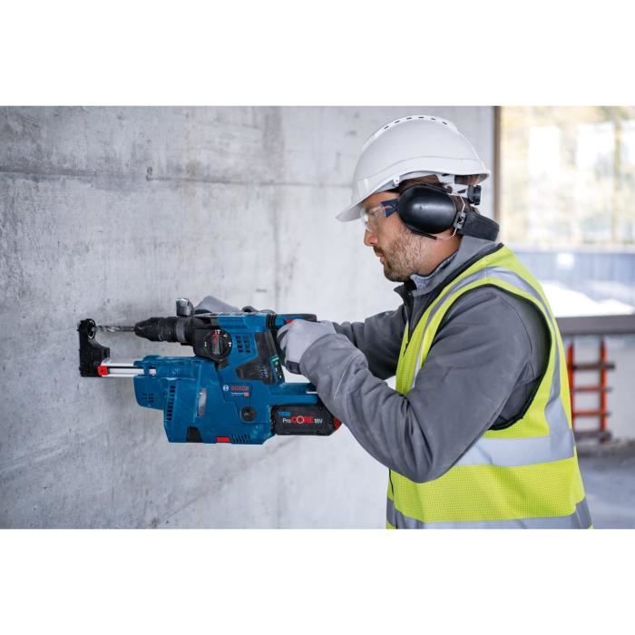 Bosch Professional GBH 18V-28CF 3.3J hammer drill with GDE 18V-16 suction device, 2 ProCore 8.0Ah batteries, charger, Llbox 0611921003