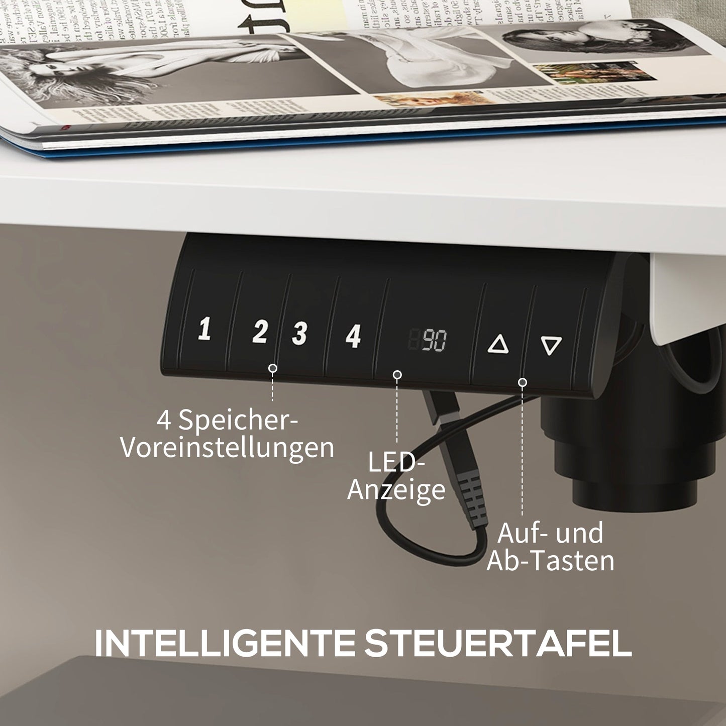 Vinsetto Stehpult höhenverstellbarer Computertisch Schreibtisch, 140 cm x 70 cm x 116 cm, Weiß