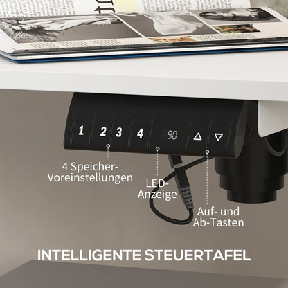 Vinsetto Stehpult höhenverstellbarer Computertisch Schreibtisch, 140 cm x 70 cm x 116 cm, Weiß