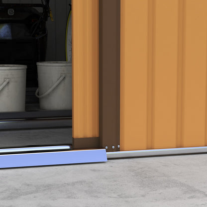 Outsunny Stahl Gerätehaus 20m³ Geräteschuppen Gartenhaus Fahrradschuppen Garten Schuppen Braun 340 x 386 x 200 cm