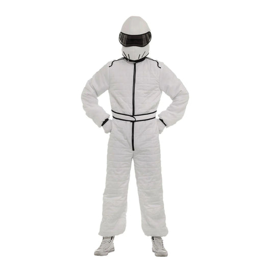 White Racing Suit and Helmet Adult Costume | X-Large