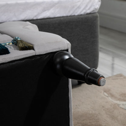 HOMCOM Sitzbank Polsterbank mit Samt-Bezug, Armlehne Bettbank mit Holzrahmen, Schuhbank für Schlafzimmer, Wohnzimmer, Flur 117 x 40 x 58 cm Hellgrau