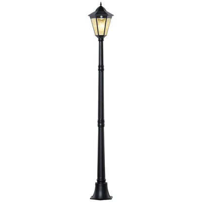 Outsunny Solar Gartenlaterne Laterne Gartenleuchte Wegleuchte mit 19 LED 130 Lumen 3000K Aluminium gehärtetes Glas Schwarz 22 x 22 x 194 cm