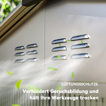 Outsunny 2,43 ㎡ Gerätehaus, 213 x 131 x 192 cm Geräteschuppen mit Satteldach, Abschließbare Schiebetür, wetterfest, Grau