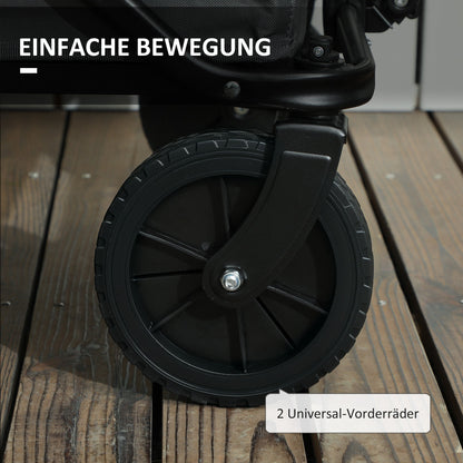Outsunny Gartenwagen 120 kg belastbar, klappbar Transportwagen mit herausnehmbare Plane 160 Liter Dunkelgrau