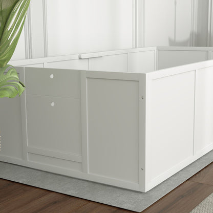 PawHut Hunde-Wurfbox für Hunde und Welpen, mit verstellbaren Eingängen, für große und kleine Hunde, 196 x 96 x 48 cm, Weiß