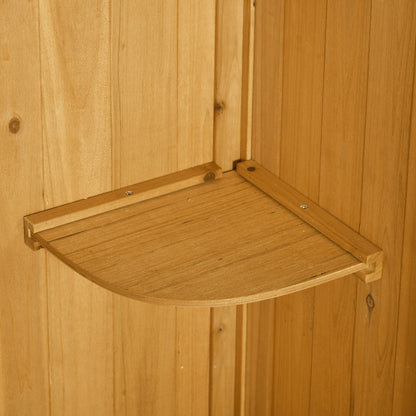 Outsunny Gartenschrank Gartenhaus Gerätehaus Geräteschuppen mit Fachböden Asphaltdach Fenster Holz Gelb+Grün 77 x 54,2 x 179 cm